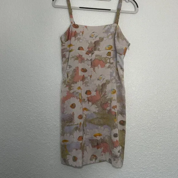 Urban Outfitters Pink Satin Mini Dress Sundress Medium Spring Summer Floral - Picture 2 of 7